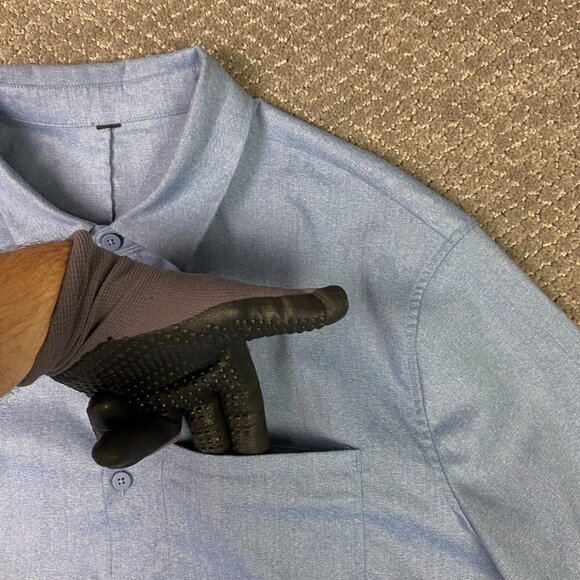 Lululemon Button Up Shirt Men's Large Slim Blue Commission Button Down Front - Picture 3 of 11